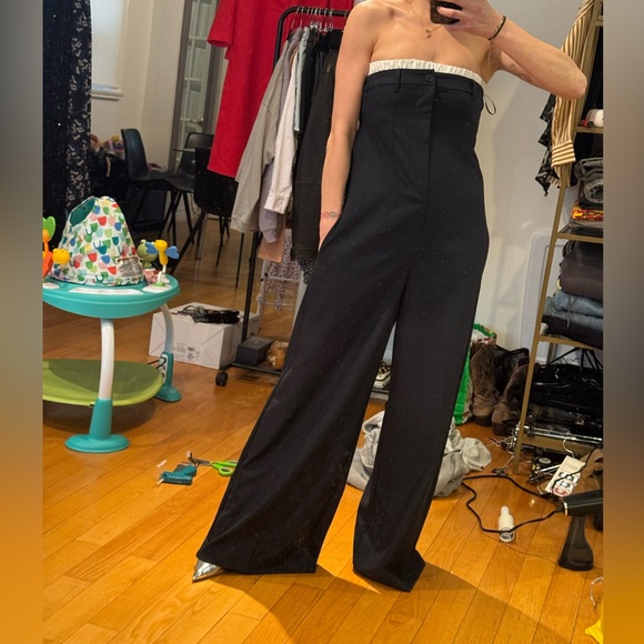 BNWT Zara navy and white wide leg jumpsuit - Picture 3 of 9